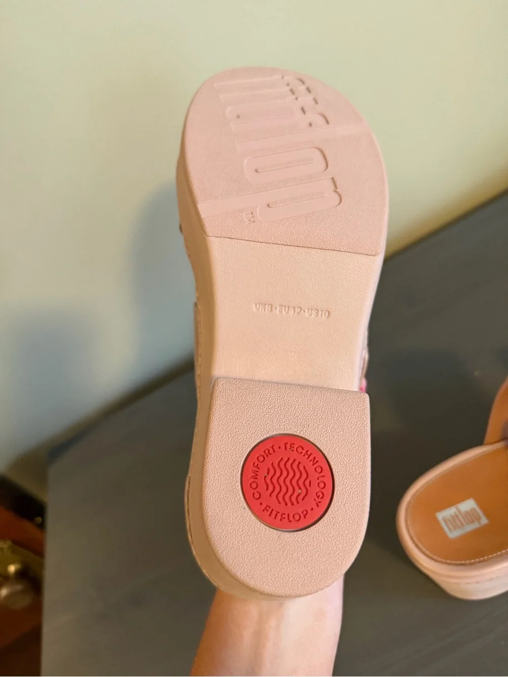 Fitflop Beige Platform Slide with Buckle